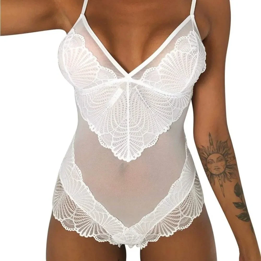 Sexy One Piece Floral Lace Mini Teddy Nightwear Bo - Picture 3 of 5